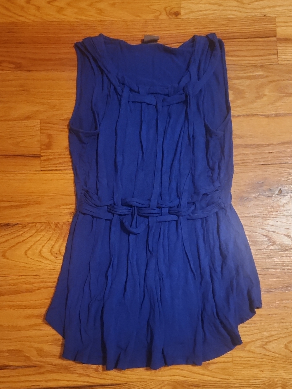 Women's Cobalt Blue Sleeveless Top With Woven Details